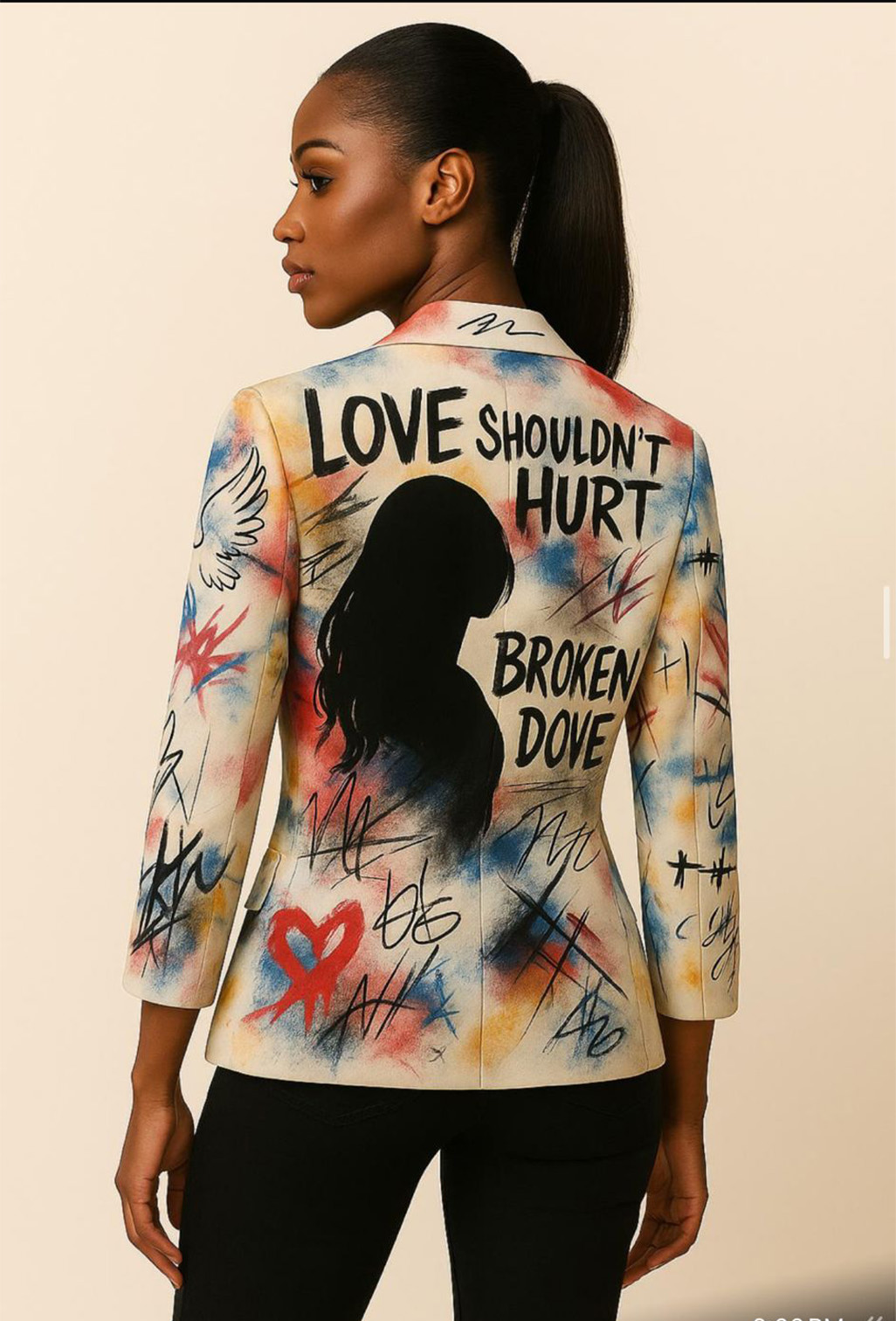 Broken Dove Hand-Painted Blazer